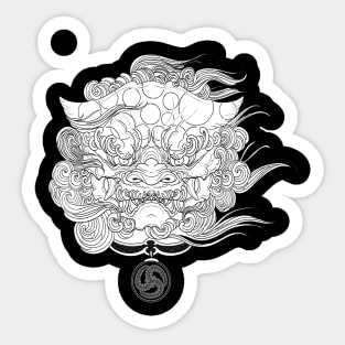 Karajishi, Japanese Design komainu, Foo dog, horimono - white Sticker